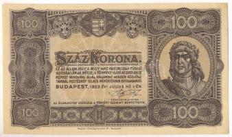 1923. 100K "Magyar Pénzjegynyomda Rt." nyomdahely jelöléssel T:XF Adamo K25