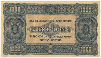 1923. 1000K piros "8 FILLÉR - NYOLC FILLÉR" felülbélyegzéssel, "B 84 977444" nyo...