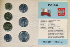 Lengyelország 1992-2005. 1g - 1Zl (7xklf) "Európa pénzérméi" vákuum csomagolt forgalmi érme összeállítás, tanúsítvánnyal T:AU Poland 1992-2005. 1 Grosz - 1 Zlotych (7xdiff) "Coins of Europa" vacuum-packed circulation coin set, with certificate C:AU