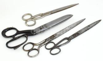 4 darab olló, közte jelzett Solingen, h: 26 cm