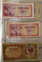 29db-os vegyes Pengő, Forint és jugoszláv bankjegytétel, szennyezett albumban T:vegyes