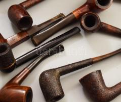 12 darab pipa, közte faragott, illetve jobb Bruyére darabok, Jeantet, stb