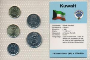 Kuwait 1997-1999. 5f - 100f (5xklf) "Ázsia pénzérméi" vákuum csomagolt forgalmi érme összeállítás, tanúsítvánnyal T:AU Kuwait 1997-1999. 5 Fils - 100 Fils (5xdiff) "Coins of Asia" vacuum-packed circulation coin set, with certificate C:AU