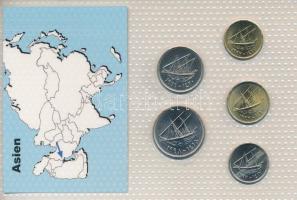 Kuwait 1997-1999. 5f - 100f (5xklf) "Ázsia pénzérméi" vákuum csomagolt forgalmi érme össze...