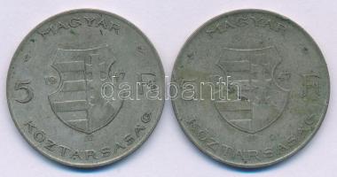 1947. 5Ft Ag "Kossuth" (2x) T:F patina Adamo F8.1