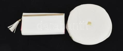 Fehér pénztárca h: 19 cm + kerek neszeszer d: 18,5 cm
