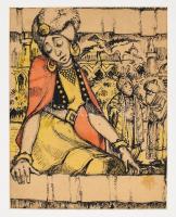 Jelzés nélkül: Török lány. Akvarell, tus, papír, paszpartuban. Sérült (szakadással). 27x21 cm