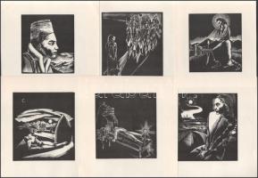 Buday György (1907-1990): 11 db jelzés nélküli fametszet, 10x9 cm és 11,5x10,5 cm közötti méretben