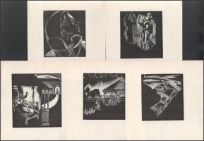 Buday György (1907-1990): 11 db jelzés nélküli fametszet, 10x9 cm és 11,5x10,5 cm közötti méretben