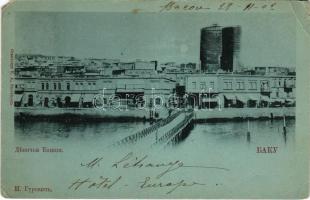 1902 Baku, Bakou; Maiden tower at night (EM)