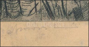 Somodi László (1919-1995): Harcban az ellenforradalmárokkal. Rézkarc, papír, jelzett, lap széle sérü...