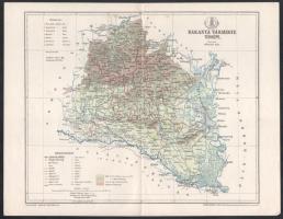 1893 Baranya vármegye és Veszprém vármegye térképe (2 db), tervezte: Gönczy Pál, Bp., Posner Károly Lajos és Fia, a Pallas Nagy Lexikona mellékletei, az egyiken lapszéli sérüléssel, kissé foltos, 23,5x30,5 cm