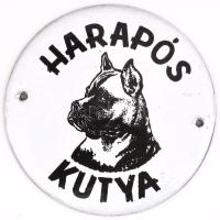 Harapós kutya zománcozott fém tábla, d: 10 cm