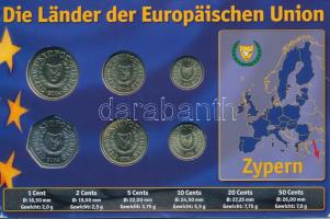 Ciprus 2004. 1c - 50c (6xklf) "Az Európai Unió országai" forgalmi összeállítás kartonlapon T:UNC Cyprus 2004. 1 Cent - 50 Cents (6xdiff) "Die lander der Europaischen Union" coin set on cardboard C:UNC