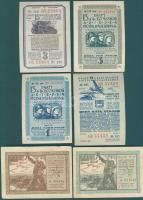 Szovjetunió 1937-1941. 6 klf dekoratív sorsjegy (készpénzként is elfogadták), militária-motívumokkal T:I,II