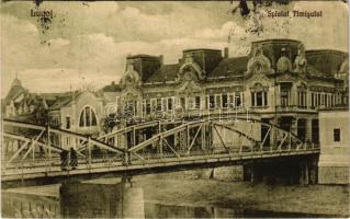 1926 Lugos, Lugoj; Splaiul Timisului / Temes part és híd, Olympia mozi / Timis riverside and bridge, cinema (EM)