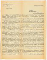 1925 Bajcsy-Zsilinszky Endre (1886-1944) politikus, újságíró autográf aláírásával ellátott levele mint MOVE elnök