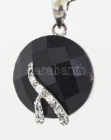 Ezüst (Ag) pancer nyaklánc, fekete köves medállal, jelzett, bruttó 10,3g