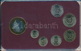 Ciprus 2001-2003. 1c - 50c (6xklf) forgalmi összeállítás + 2004. 1E próbaveret műanyag tokban T:UNC-...