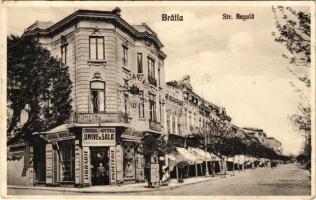 1940 Braila, Strada Regala, Hotel Traian, Libraria si Papeteria Universala Pandele Stanescu / street view, shops (Rb)