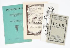 4 db idegenforgalmi és az Alföld fásításával kapcsolatos reklám nyomtatvány: Nemzetközi fürdőügyi kiállítás, Eger kalauza, Fásítsunk!