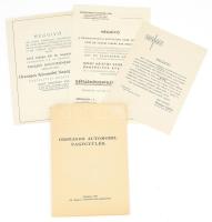 cca 1930 4 db automobilokkal, autósporttal kapcsolatos nyomtatvány: Országos Automobil Naggyűlés 1933. 68p., + meghívó + Renault meghívó, Somogymegyei automobil club meghívó,