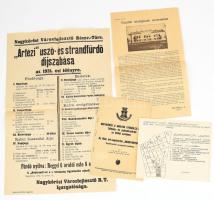 cca 1930 A Nagykőrösi gazdasági iskolával kapcsolatos nyomtatványok gyűjteménye. 4 db benne helyi artézi fürdő plakátja
