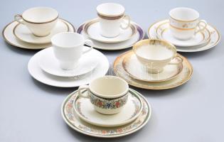 6 darab porcelán reggeliző szett: csésze alátéttel és desszertes tányér. Jelzett, minimális kopással...