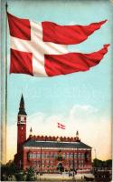 Kobenhavn, Kjobenhavn, Kopenhagen, Copenhagen; Town hall. Danish flag. Eneret No. 215.