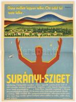 cca 1930 Surányi sziget üdülőtelep Forrai J. grafikájával reklám nyomtatvány. belül térképpel, 4 p. Szép állapotban 26x34 cm