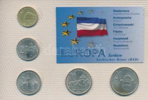 Szerbia 2003-2006. 1D - 20D (5xklf) "Európa pénzérméi" vákuum csomagolt forgalmi érme összeállítás T:UNC-AU, patina Szerbia 2003-2006. 1 Dinar - 20 Dinar (5xdiff) "Coins of Europa" vacuum-packed circulation coin set C:UNC-AU, patina