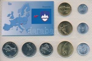 Szlovénia 1992-2004. 10s - 50T (9xklf) "Európa pénzérméi" vákuum csomagolt forgalmi érme ö...