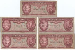 1962. 100Ft (5x) mind különféle sorozatszámmal T:VG Adamo F31