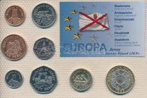 Jersey 1998-2006. 1p - 2P (8xklf) "Európa pénzérméi" vákuum csomagolt forgalmi érme összeállítás T:UNC-AU, patina Jersey 1998-2006. 1 Penny - 2 Pound (8xdiff) "Coins of Europa" vacuum-packed circulation coin set C:UNC-AU, patina