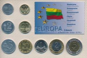 Litvánia 1991-2010. 1c - 5L (9xklf) "Európa pénzérméi" vákuum csomagolt forgalmi érme összeállítás T:UNC-AU, patina Lithuania 1991-2010. 1 Centas - 5 Litai (9xdiff) "Coins of Europa" vacuum-packed circulation coin set C:UNC-AU, patina