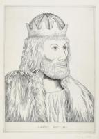 Olvashatatlan jelzéssel: I. Ulászló magyar király, rézkarc, papír, jelzett, 39×29 cm