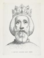 Nagy Zoltán (1916-1987): I. (Szent) László magyar király (1077-1095). Rézkarc, papír, jelzett, 39,5x29 cm