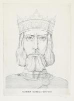 Szemethy Imre (1945- ): II. Endre magyar király (1205-1235). Rézkarc, papír, jelzett, lapszéli apró szakadással, 39,5x29 cm