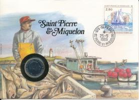 Franciaország / Saint Pierre és Miquelon 1988. 1Fr "Charles de Gaulle" felbélyegzett borítékban, bélyegzéssel, német nyelvű leírással T:UNC France / Saint Pierre &amp; Miquelon 1988. 1 Franc "Charles de Gaulle" in envelope with stamp and cancellation, with German description C:UNC
