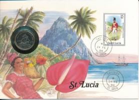 Kelet-Karibi Államok / Szt. Lucia 1981. 25c felbélyegzett borítékban, bélyegzéssel, német nyelvű leírással T:AU East Caribbean States / St. Lucia 1981. 25 Cents in envelope with stamp and cancellation, with German description C:AU