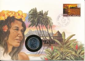 Francia Polinézia 1984. 10Fr Ni "Tahiti" feliratú felbélyegzett borítékban, bélyegzéssel, német nyelvű tájékoztatóval T:UNC French Polynesia 1984. 10 Francs Ni in "Tahiti" envelope with stamp, and cancellation, with German description C:UNC