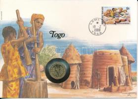 Togo 1987. 5Fr felbélyegzett borítékban, bélyegzéssel, német nyelvű leírással T:UNC Togo 1987. 5 Franc in envelope with stamp and cancellation, with German description C:UNC
