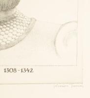 Kovács Tamás (1942-1999): Károly Róbert 1308-1342. Rézkarc, papír, jelzett, 39,5×29 cm