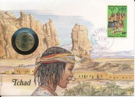 Csád 1983. 10Fr felbélyegzett borítékban, alkalmi bélyegzéssel, német nyelvű leírással T:UNC Chad 1983. 10 Francs in envelope with stamp and cancellation, with German description C:UNC
