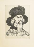 Raszler Károly (1925-2005): Zsigmond magyar király 1387-1437, rézkarc, papír, jelzett, 39,5×29 cm