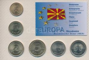 Makedónia 1993-2008. 50d - 50D (6xklf) "Európa pénzérméi" vákuum csomagolt forgalmi érme összeállítás T:UNC-AU, patina Macedonia 1993-2008. 50 Deni - 50 Denari (6xdiff) "Coins of Europa" vacuum-packed circulation coin set C:UNC-AU, patina