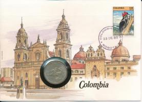 Kolumbia 1982. 10P Ni felbélyegzett borítékban, bélyegzéssel, német nyelvű tájékoztatóval T:VF Colombia 1982. 10 Pesos Ni in envelope with stamp, cancellation and a prospectus in german C:VF