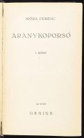 Móra Ferenc: Aranykoporsó. I-II. köt. [Egy kötetben]. Bp., 1940, Genius, 278+(2) p., 345+(3) p. Kiadói aranyozott egészvászon-kötés, kopottas borítóval, sérült gerinccel.