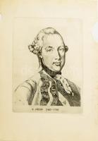 Tassy Béla (1942-): II. József magyar király. Rézkarc, papír, jelzett, lap széle sérült, 39,5×29 cm