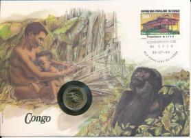 Kongó felbélyegzett borítékban, bélyegzéssel, benne Nyugat Afrikai Államok 1983. 10Fr, német nyelvű leírással T:UNC Congo in envelope with stamp and cancellation, in it West African States 1983. 10 Francs with German language description C:UNC